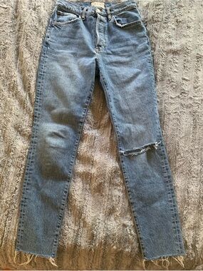 We the Free Button Fly Classic High-Rise  Jeans in Medium Blue Denim Size 29